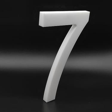 Imagem de Números de casa de acrílico de 15 cm de altura - montagem flutuante ou embutida fácil de montar, números de endereço residencial/número de caixa de correio para exterior/branco/número 7