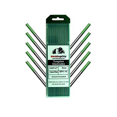 Imagem de WeldingCity Pacote com 10 hastes de eletrodo de tungstênio premium para soldagem TIG puro (verde, EWP) 101 x 17 cm | 10 peças