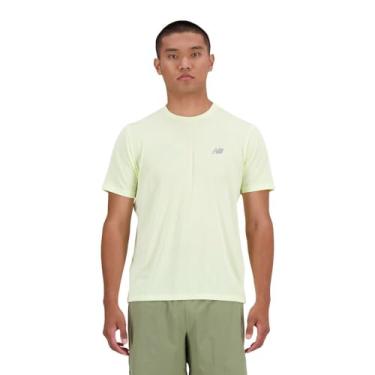 Imagem de New Balance Camiseta masculina de atletismo, Verde-limão mesclado, P