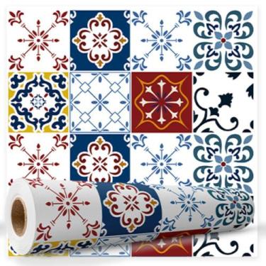 Imagem de Papel De Parede Para Cozinha Azulejo Autoadesivo Português 1mx47cm - R