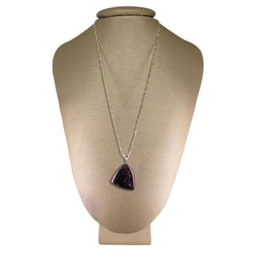 Imagem de Colar Prata 925 Cadeado Granada Triângulo - P. Vecchio Joias - Ponte V