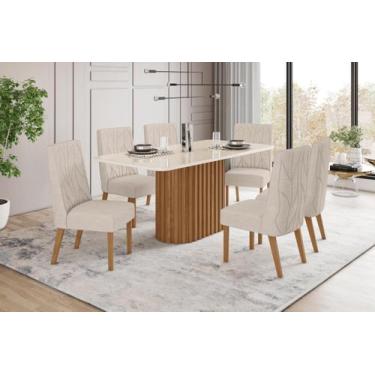 Imagem de Mesa de Jantar Solana 180 C. Vidro 6 Cad. Eloa Linho - Henn - LM DECOR