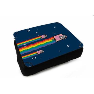 Imagem de Almofada Bandeja Pipoca Balde e 1 Copo Personalizado Gatos Arco Íris -