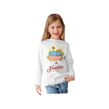 Imagem de Camiseta manga longa blusa de frio Infantil Arraiá festa junina em fam