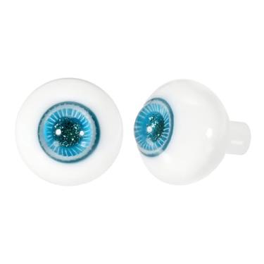 Imagem de YOKIVE 1 par de globos oculares de 16 mm para artesanato, olhos redondos realistas de vidro, feitos à mão, para boneca, festa de Halloween, máscara de terror, decoração DIY (azul claro)