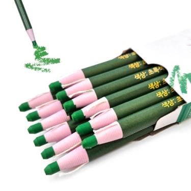 Imagem de COELO Marcadores chineses destacáveis, verde, pacote com 12 (dúzia), lápis marcadores de cera de cor única para desenho, giz de cera, madeira, papel, tecido, plástico, canecas, vidro, lona, vidro,