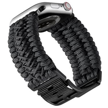 Imagem de BINLUN Pulseira Compatível com Apple Watch 44mm 45mm 46mm 49mm Nylon Paracord Trançado Pulseira de Relógio Compatível com iWatch Ultra/Ultra 2 Series 10/9/8/7/6/5/4/SE/SE2/3/2/1(Preto,26mm)