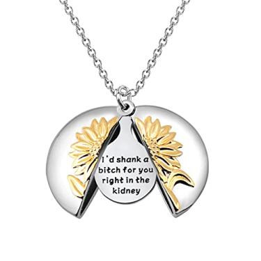Imagem de PENQI Colar de girassol engraçado presente para melhor amigo I'd Shank a Bitch For You Right In The Kidney colar amizade de longa distância joias melhor amiga presente irmã, Metal, aço inoxidável
