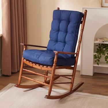 Imagem de IPYNBAP Conjunto de almofadas de cadeira de balanço, à prova d'água e resistentes ao desbotamento, almofadas de cadeira tufadas para móveis de balancim, almofadas de assento interno/externo com laços