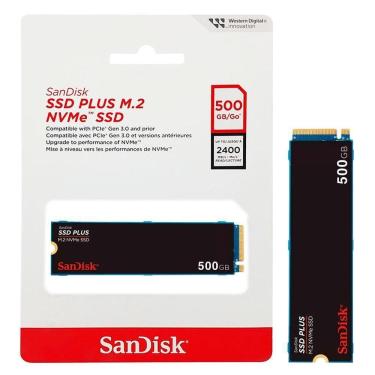 Imagem de Ssd 500gb Sandisk Plus, M.2 2280 Pcie 3.0 Nvme, Leitura 2400mb-s, Grav. 1500mb-s - Sdss...