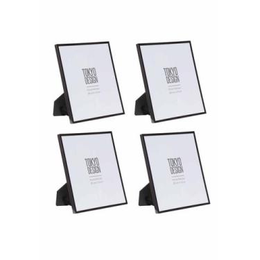 Imagem de Kit 4 Porta Retrato em Metal e Vidro Foto 20x25 Preto Brilho - Tokyo D