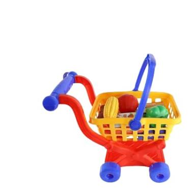 Imagem de Carrinho de Compras de Brinquedo com Alimentos, Plástico, Vermelho e Azul, Brinquedo Educativo