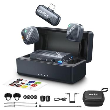 Imagem de GODOX Kit De Microfone Sem Fio Cube-C Comb 2 Para Câmera/Pc/Android/Iphone, Microfones Lapela Alta Resolução 48 Khz/24 Bits, Bateria 300 M E 40 Horas, Sistema Mini Com Backup Áudio Duplo