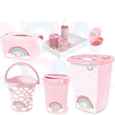 Imagem de Kit Acessórios P/O Quarto Do Bebe Cesto,Lixeira,Sabon.,Balde, Cx Org. 