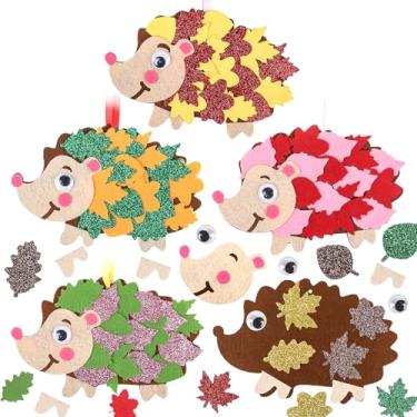 Imagem de DIYASY Kits de artesanato de ouriço para crianças, faça você mesmo, adesivos de espuma de ouriço, arte de outono para meninos, meninas, suprimentos de festa, presentes de aniversário, decoração de