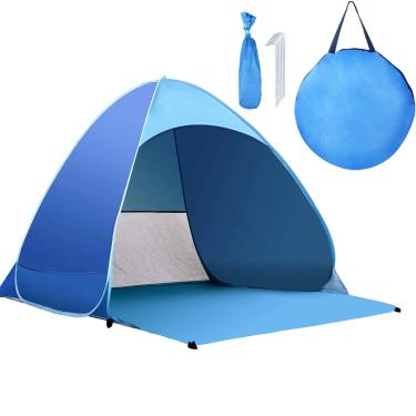 Imagem de YL traV Tenda de Praia Pop-Up - para 2 A 3 Pessoas Upf 50+ Proteção Solar Uv Sombra de Praia Tenda de Praia Abrigo Solar Pop-Up com Bolsa de Transporte e Estacas de Barraca para Praia, Parque, Camping