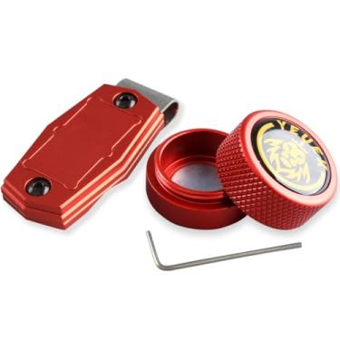 Imagem de YEUEK Suporte magnético de giz de bilhar redondo, estojo de liga de alumínio portátil para sinuca com acessórios de bilhar com clipe fixo