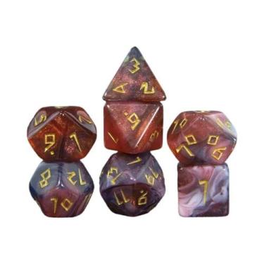 Imagem de Conjunto De Dados Poliédricos Com Glitter De Cores Mistas, 7 Peças D4 