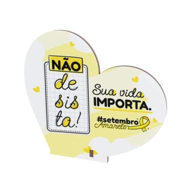 Imagem de Kit 10 Coração MDF Lembrancinha Setembro Amarelo Conscientização - Abs