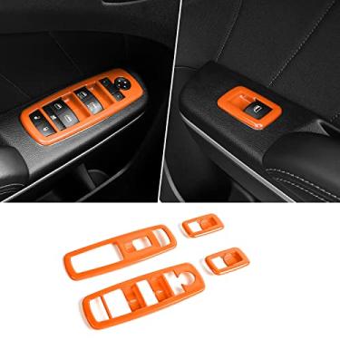 Imagem de CheroCar Para Dodge Window Lift Switch Cover Interior Button Trim Kit Acessórios Interiores para Dodge RAM 2010-2017/Dodge Charger Durango 2011-2022 (Laranja)..