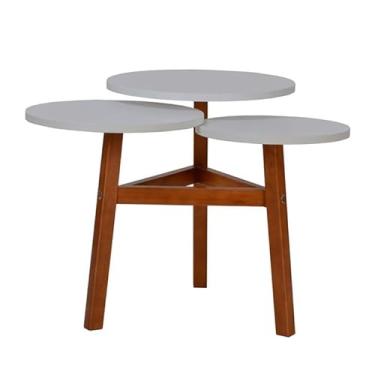 Imagem de Mesa Lateral Redonda Jabuticaba Branca e Amêndoa