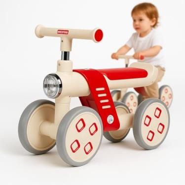 Imagem de Bicicleta Equilíbrio Bike Sem Pedal Infantil Bebe 4 Rodas Brinquedo Com Luzes (Vermelha)