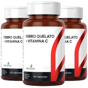 Imagem de KIT 3X Ferro Quelato + Vitamina C 60 Capsulas - Natulha