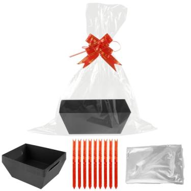 Imagem de Conjunto de cestas de presente vazias com 10 peças, kit de cesta de festa a granel DIY com alças, bandeja de mercado kraft grossa e duradoura, 10 sacos e 10 laços para embalagens, presente de