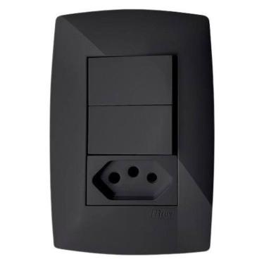 Imagem de Cj Interruptor Duplo Simples + Tomada 20A 4X2 Home Grafite