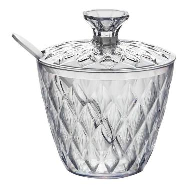 Imagem de Açúcareiro Plástico Com Tampa E Colher Glamour Porta Açúcar