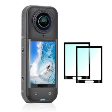 Imagem de wtohoby 2 películas 3D curvadas HD protetoras de tela para Insta360 X5/X4, tela LCD para câmera de ação esportiva Insta360 X5, antiarranhões, à prova de poeira, dureza 9H, película de vidro temperado
