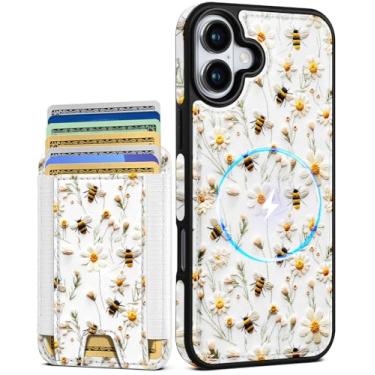 Imagem de Shorogyt Capa carteira para iPhone 17 – Serve para 7 cartões, compatível com Magsafe Suporte magnético destacável para cartão de crédito de couro bonito capa de telefone feminina meninas para Apple 17