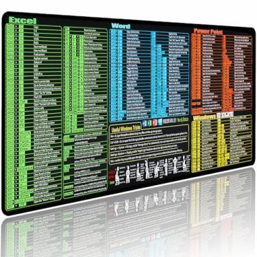 Imagem de Tapete de mouse Excel/Word/Power Point/computador, folha de dicas grande Excel, mais de 210 atalhos de teclado, tapete de mesa antiderrapante e à prova d'água (GG 80 x 30 cm), adequado para uso no
