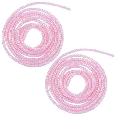 Imagem de 2 peças de protetor de cabo espiral rosa a laser, capa de proteção de cabo de dados para carregadores, protetor de cabo de fone de ouvido para telefone, fone de ouvido, cabo de dados USB ou para