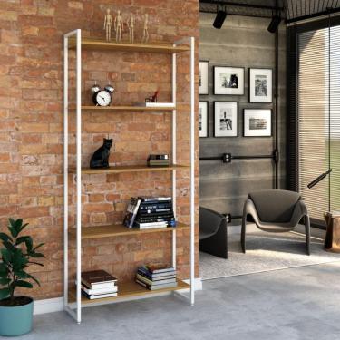 Imagem de Estante Studio Mel e Branca 80x187 cm