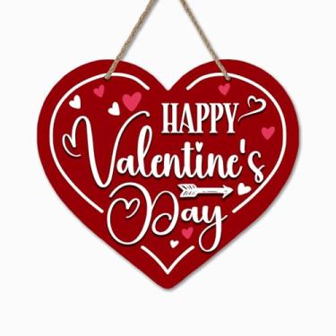 Imagem de Bolisom Sinal de feliz dia dos namorados, coração vermelho, flecha, cabide de madeira, para uso externo, varanda, decoração de casa, aniversário romântico, casamento, guirlanda de madeira, decoração