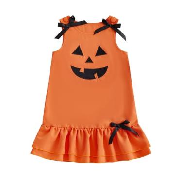 Imagem de Yccutest Toddler Girl Halloween Overall Dress Baby Girl Pumpkin Outfits Infant Sleeveless Halloween Pumpkin Costumes Dress (Orange, 12-18 Months)