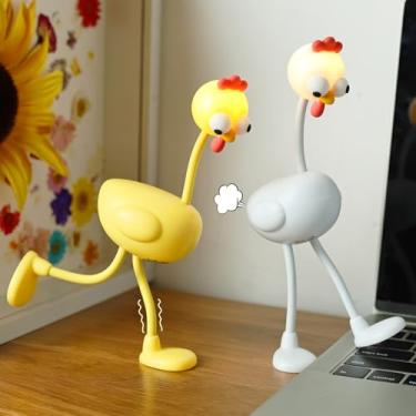 Imagem de Pacote com 2 lâmpadas noturnas para frango, 2026, lâmpada noturna divertida de berçário, recarregável e regulável em 3 níveis, luz noturna dobrável para quarto, mesa, presente de Natal