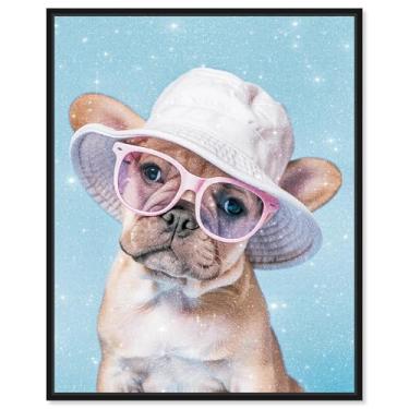 Imagem de Art Remedy Arte de animal fofo em tela francesa chapéu balde, moldura preta, 50,8 cm x 61 cm