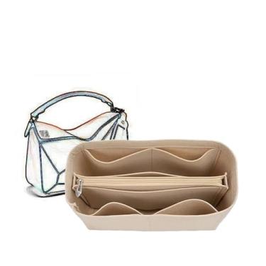 Imagem de Bolsa organizadora forrada, bolsa organizadora de cosméticos, portátil para Loewe, Cáqui B, M