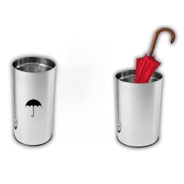 Imagem de Suporte Cesto Porta Guarda Chuva Aço Inox 24x50| Porta-Guarda-Chuva de Parede para Entrada, Garagem e Varanda