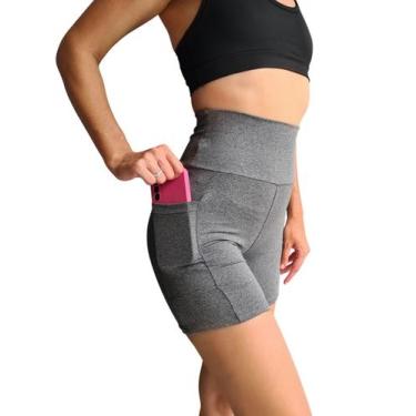 Imagem de Short Academia Meia Coxa com Bolso Lisa e Estampado Legging Feminina S