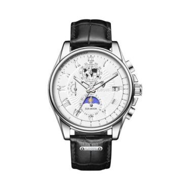 Imagem de Relógio De Pulso Masculino De Luxo Militar Em Couro Com Cronógrafo LIG