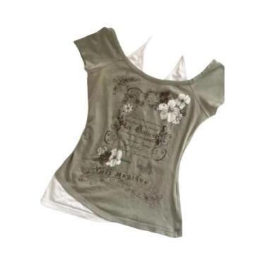 Imagem de Camiseta Feminina De Verão Vintage Com Decote Halter E Renda, Ajuste S