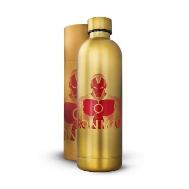 Imagem de Garrafa Térmica Marvel Homem de Ferro 750ml Inox Dourada Tampa Vedada Durável-Unissex