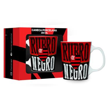 Imagem de Caneca Porcelana Premium BrasFoot Flamengo 260 ML Licenciada Branco