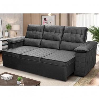 Imagem de Sofá Retrátil Reclinável 4 Lugares Com Molas 2,30m Quantum Suede Velut Cinza - King House