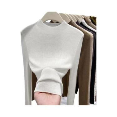 Imagem de Suéter Feminino Slim Fit De Gola Alta Quente Casual Outono Inverno Pul