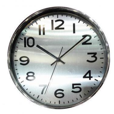 Imagem de Relogio de parede de plastico cromado 30cm x 4cm - BTC Decor