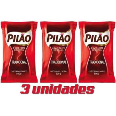 Imagem de Café Torrado E Moído Tradicional Pilão Pacote 500g - KIT 03